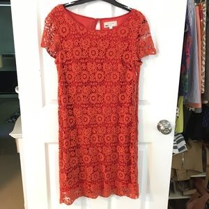 ANTHROPOLOGIE ORANGE CROCHET DRESS